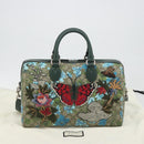 GUCCI GG Supreme Boston Bag PVC Leather 2way Green Silver 409527 Auth 195254SAM-12