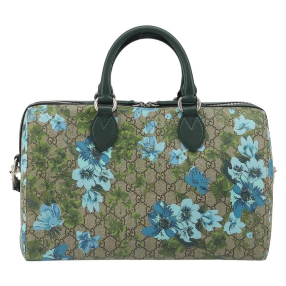 GUCCI GG Supreme Boston Bag PVC Leather 2way Green Silver 409527 Auth 195254SAM
