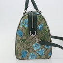 GUCCI GG Supreme Boston Bag PVC Leather 2way Green Silver 409527 Auth 195254SAM-3