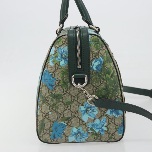 GUCCI GG Supreme Boston Bag PVC Leather 2way Green Silver 409527 Auth 195254SAM