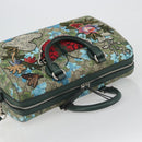 GUCCI GG Supreme Boston Bag PVC Leather 2way Green Silver 409527 Auth 195254SAM-6