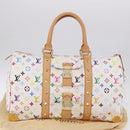 LOUIS VUITTON Monogram Multicolor Keepall 45 Bag White M92641 LV Auth 195255SM-12
