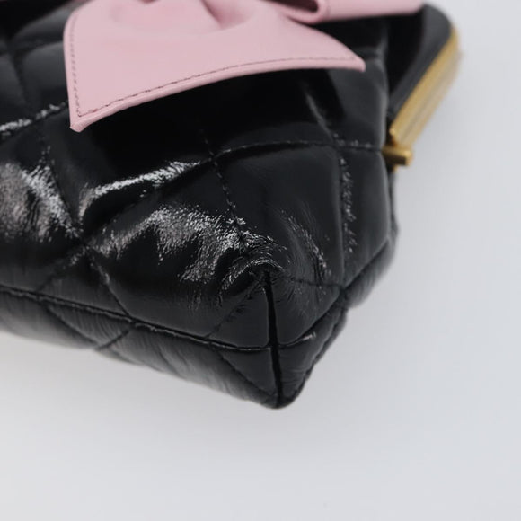 CHANEL Chain Matelasse Shoulder Bag Patent leather Black Gold CC Auth 195256M