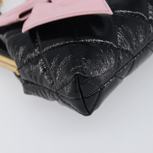 CHANEL Chain Matelasse Shoulder Bag Patent leather Black Gold CC Auth 195256M