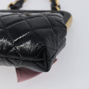 CHANEL Chain Matelasse Shoulder Bag Patent leather Black Gold CC Auth 195256M-16