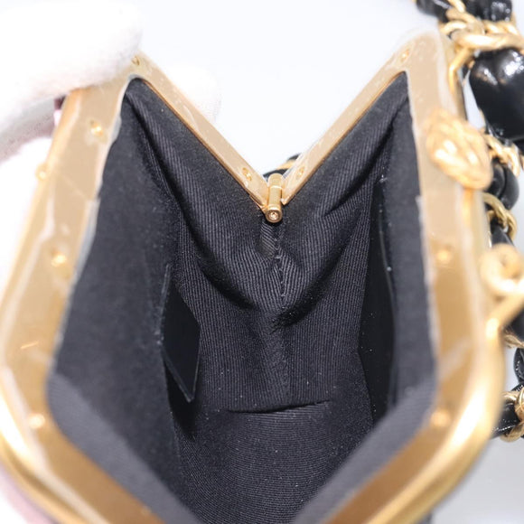 CHANEL Chain Matelasse Shoulder Bag Patent leather Black Gold CC Auth 195256M