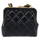 CHANEL Chain Matelasse Shoulder Bag Patent leather Black Gold CC Auth 195256M-2