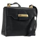 Salvatore Ferragamo Shoulder Bag Leather Black Gold Auth 195262-1