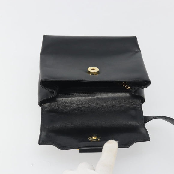 Salvatore Ferragamo Shoulder Bag Leather Black Gold Auth 195262