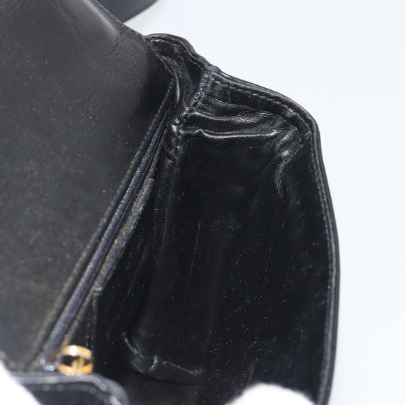 Salvatore Ferragamo Shoulder Bag Leather Black Gold Auth 195262