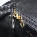 Salvatore Ferragamo Shoulder Bag Leather Black Gold Auth 195262-21