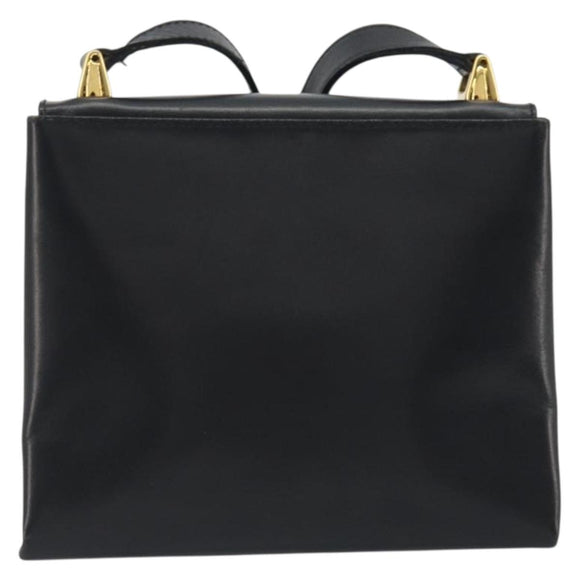 Salvatore Ferragamo Shoulder Bag Leather Black Gold Auth 195262