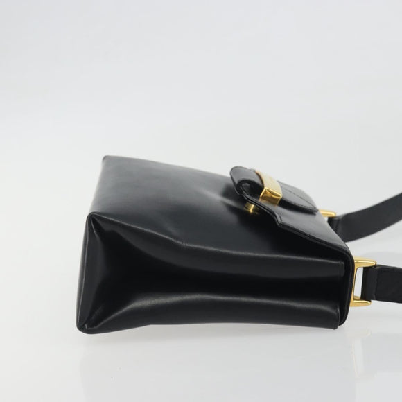 Salvatore Ferragamo Shoulder Bag Leather Black Gold Auth 195262