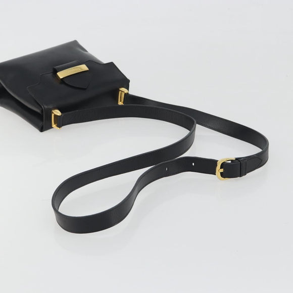Salvatore Ferragamo Shoulder Bag Leather Black Gold Auth 195262