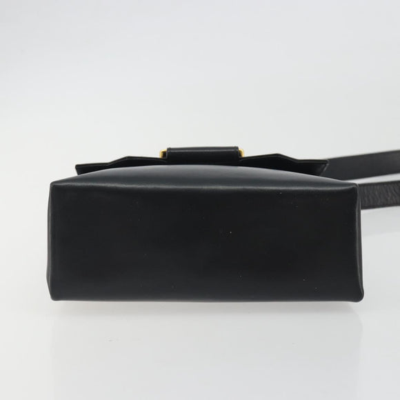 Salvatore Ferragamo Shoulder Bag Leather Black Gold Auth 195262