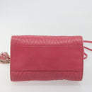 FENDI Macaroni Hand Bag Leather 2way Pink Gold Auth 195263-11