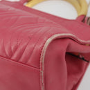 FENDI Macaroni Hand Bag Leather 2way Pink Gold Auth 195263-14