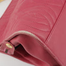 FENDI Macaroni Hand Bag Leather 2way Pink Gold Auth 195263-15