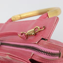 FENDI Macaroni Hand Bag Leather 2way Pink Gold Auth 195263-16