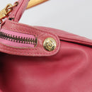 FENDI Macaroni Hand Bag Leather 2way Pink Gold Auth 195263-17
