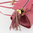 FENDI Macaroni Hand Bag Leather 2way Pink Gold Auth 195263-18
