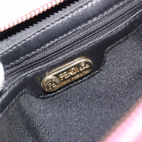 FENDI Macaroni Hand Bag Leather 2way Pink Gold Auth 195263
