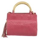 FENDI Macaroni Hand Bag Leather 2way Pink Gold Auth 195263-2
