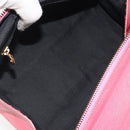 FENDI Macaroni Hand Bag Leather 2way Pink Gold Auth 195263-20