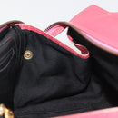 FENDI Macaroni Hand Bag Leather 2way Pink Gold Auth 195263-21