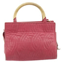 FENDI Macaroni Hand Bag Leather 2way Pink Gold Auth 195263-3