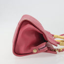 FENDI Macaroni Hand Bag Leather 2way Pink Gold Auth 195263-4
