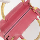 FENDI Macaroni Hand Bag Leather 2way Pink Gold Auth 195263-6