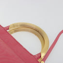 FENDI Macaroni Hand Bag Leather 2way Pink Gold Auth 195263-8