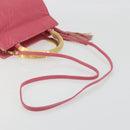 FENDI Macaroni Hand Bag Leather 2way Pink Gold Auth 195263-9