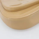 Salvatore Ferragamo Gancini Shoulder Bag Patent Leather Beige Silver Auth 195268-11
