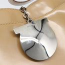 Salvatore Ferragamo Gancini Shoulder Bag Patent Leather Beige Silver Auth 195268-14