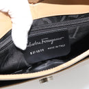 Salvatore Ferragamo Gancini Shoulder Bag Patent Leather Beige Silver Auth 195268-15