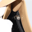 Salvatore Ferragamo Gancini Shoulder Bag Patent Leather Beige Silver Auth 195268-19