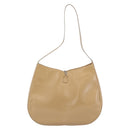 Salvatore Ferragamo Gancini Shoulder Bag Patent Leather Beige Silver Auth 195268-3