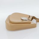 Salvatore Ferragamo Gancini Shoulder Bag Patent Leather Beige Silver Auth 195268-5