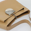 Salvatore Ferragamo Gancini Shoulder Bag Patent Leather Beige Silver Auth 195268-6