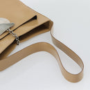 Salvatore Ferragamo Gancini Shoulder Bag Patent Leather Beige Silver Auth 195268-7