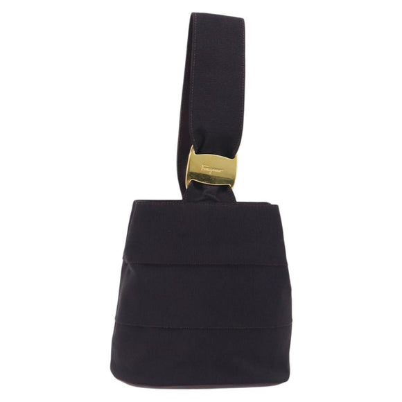 Salvatore Ferragamo Vala Hand Bag Canvas Purple Gold Auth 195276