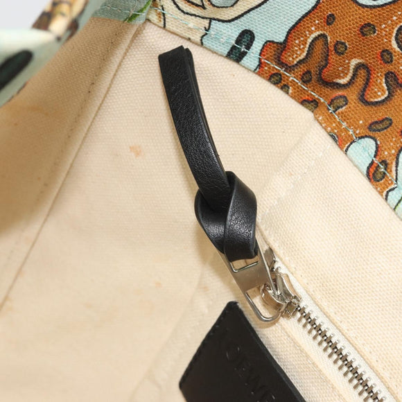 LOEWE Tote Bag Canvas Paula's Ibiza Collaboration Light Blue Silver Auth 195281A