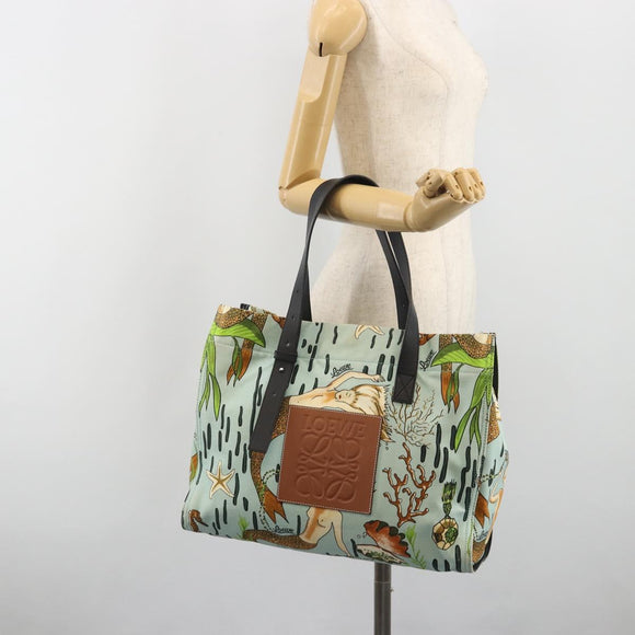 LOEWE Tote Bag Canvas Paula's Ibiza Collaboration Light Blue Silver Auth 195281A