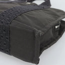 HERMES Her LinePM Hand Bag Canvas Gray Silver Auth 195282A-15