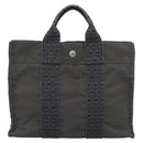HERMES Her LinePM Hand Bag Canvas Gray Silver Auth 195282A-13
