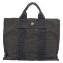 HERMES Her LinePM Hand Bag Canvas Gray Silver Auth 195282A-2