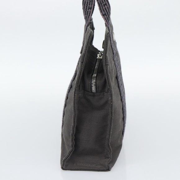 HERMES Her LinePM Hand Bag Canvas Gray Silver Auth 195282A