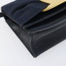 Salvatore Ferragamo Vala Shoulder Bag Canvas Navy Gold Auth 195283-11